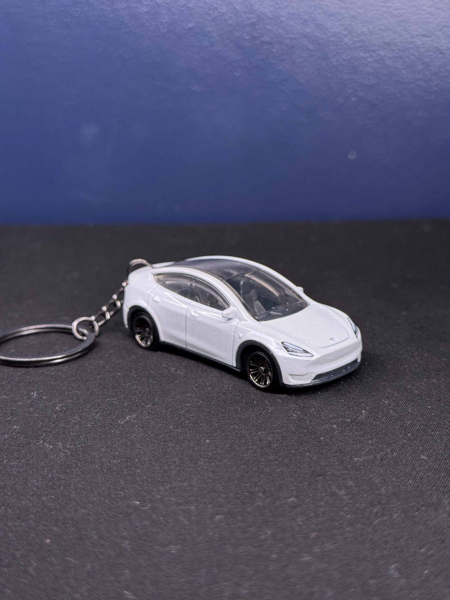 White Tesla Y Keychain