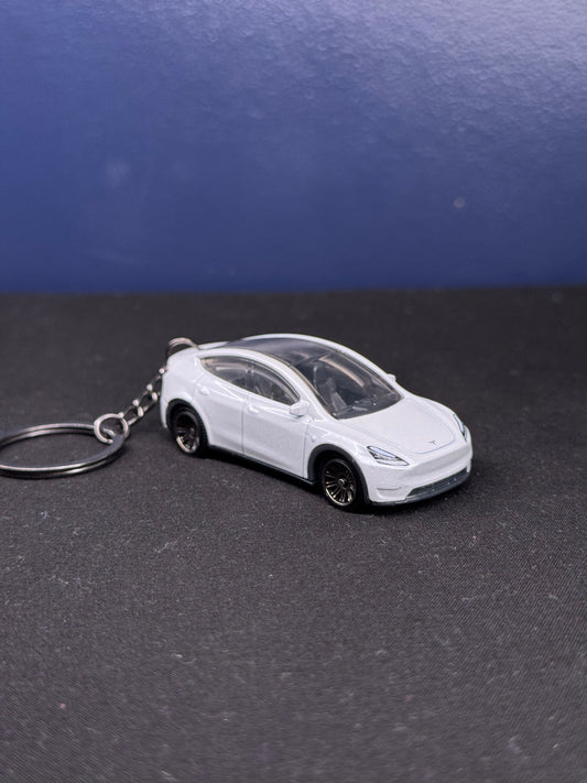 White Tesla Y Keychain